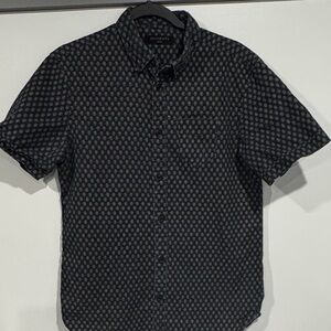 All Saints Men's Dark Gray Geometric Shirt
